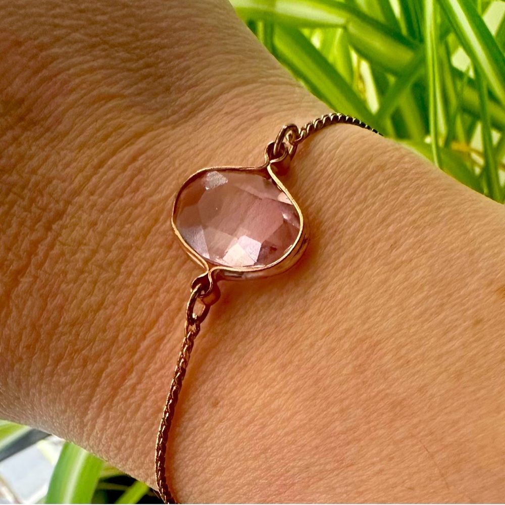 Rose Quartz Rose Gold-Toned Adjustable Delicate Bracelet